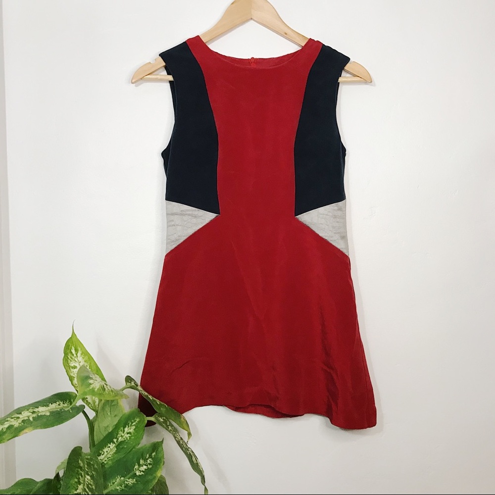 Red, navy and silver tunic top